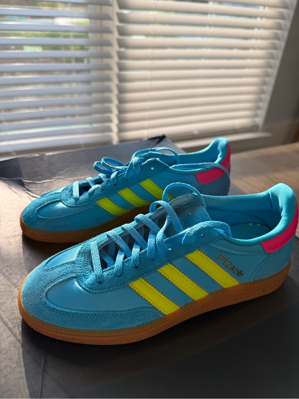 adidas Womens Blue, Yellow & Pink Spezial Lace-Up Sneakers